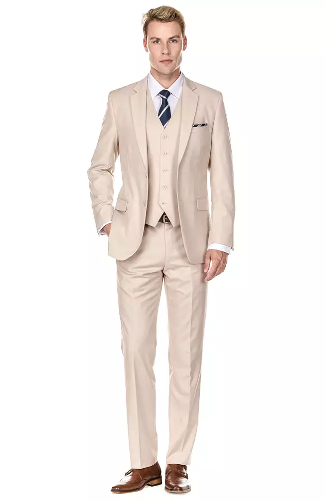 Men's Signature 3-Piece Slim Fit Suits (Lt Beige, Hunter Green, Copper)