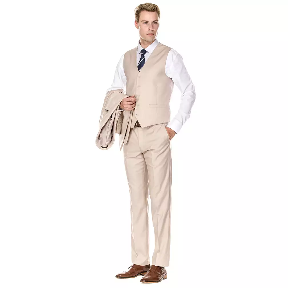 Men's Signature 3-Piece Slim Fit Suits (Lt Beige, Hunter Green, Copper)