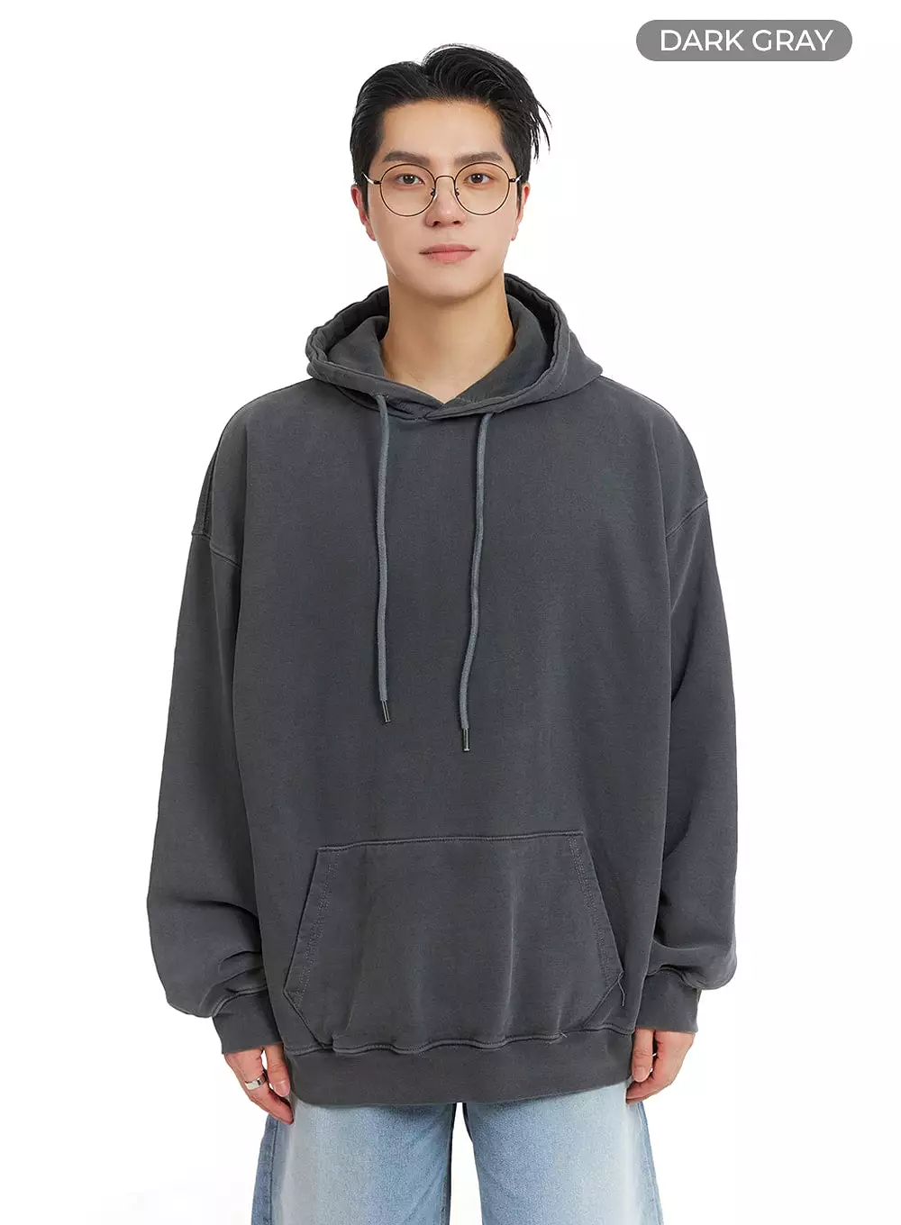 Men's Solid Cotton Washed Hoodie IA401