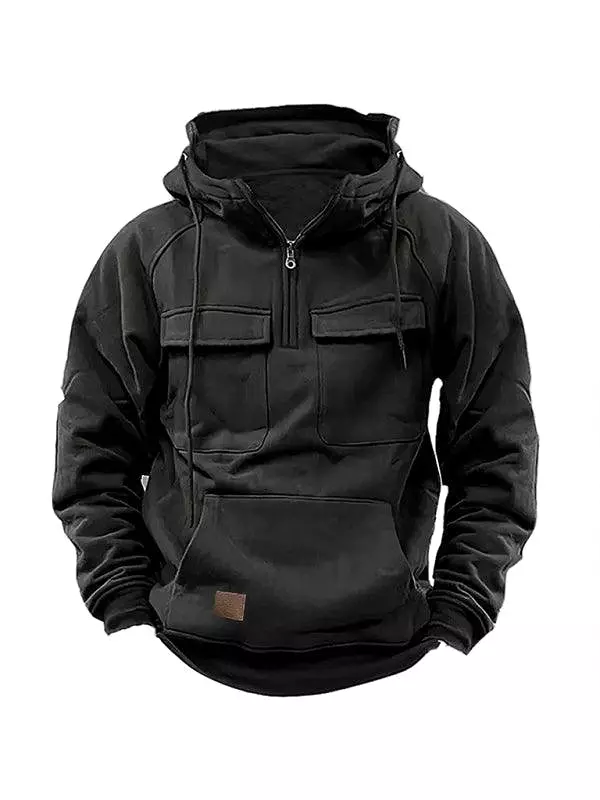 Multi-Pocket Hooded Men Winter Jacket