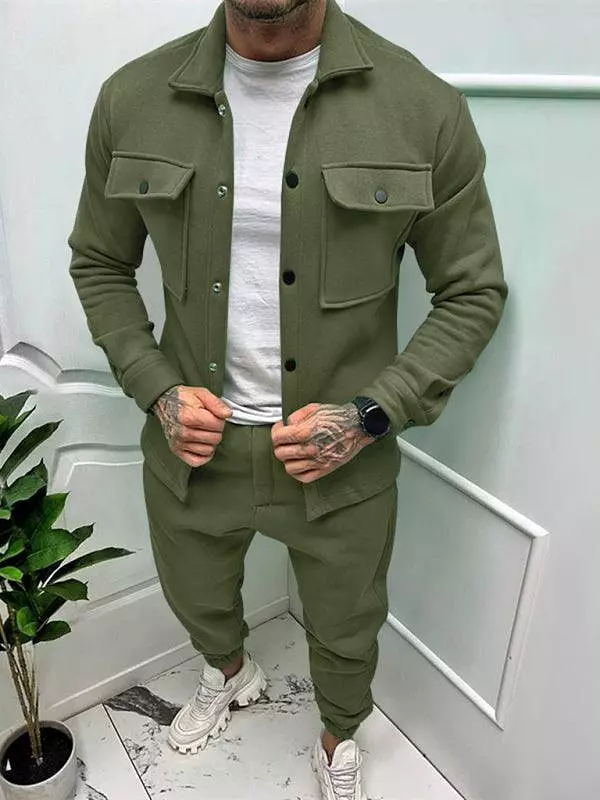 Multi-Pockets Two-Piece Men Clothing Set