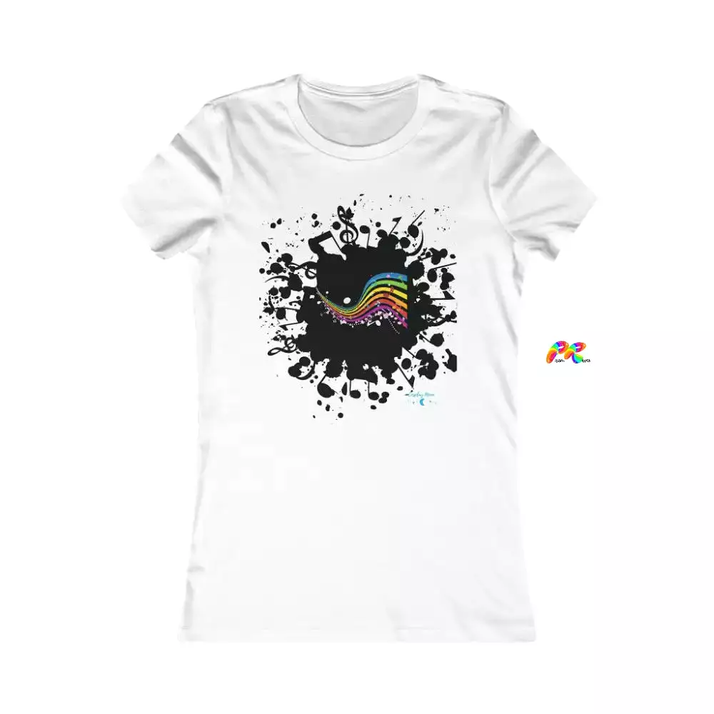 Music Paint Splat with Rainbow Slim Fit Short Sleeve T-Shirt