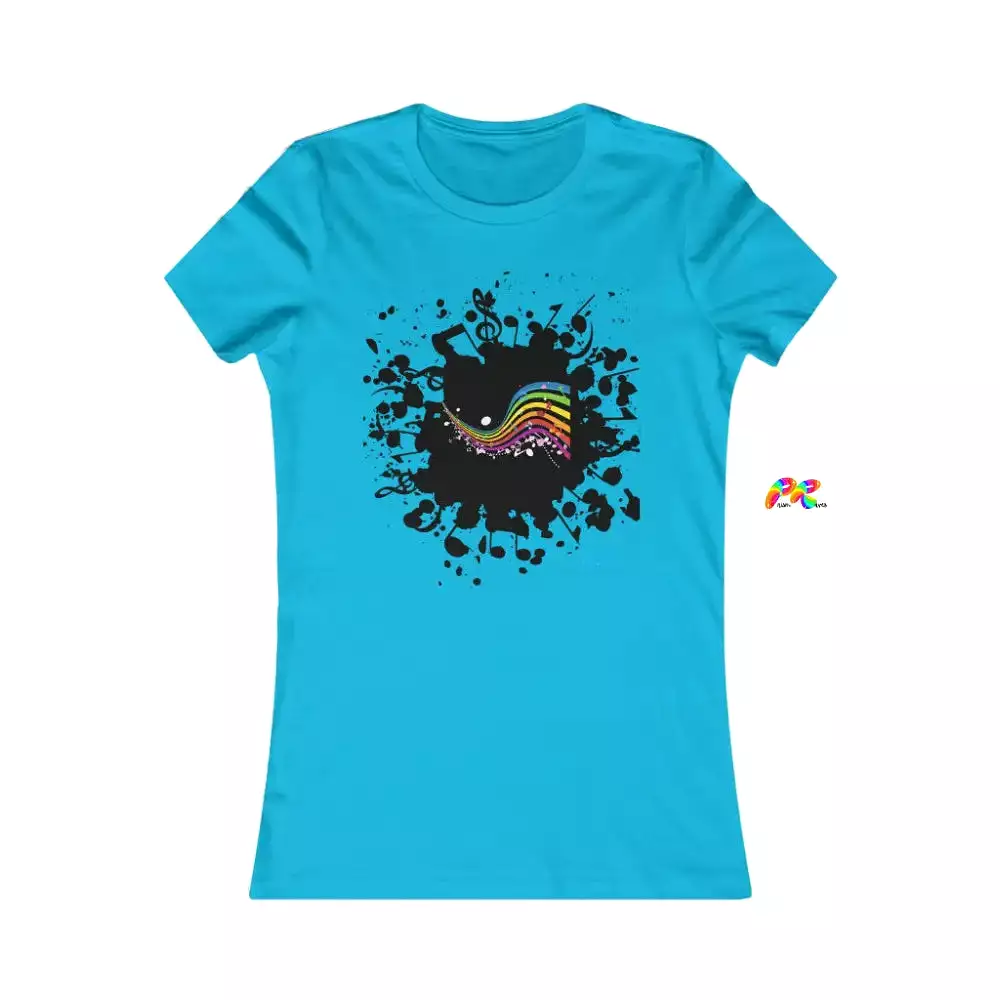 Music Paint Splat with Rainbow Slim Fit Short Sleeve T-Shirt