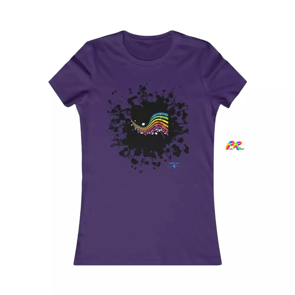 Music Paint Splat with Rainbow Slim Fit Short Sleeve T-Shirt