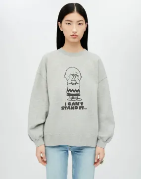 Oversized Peanuts Can't Stand It Crewneck - Grey