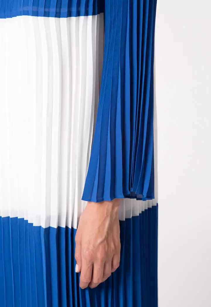 Pleated Color Block Dress