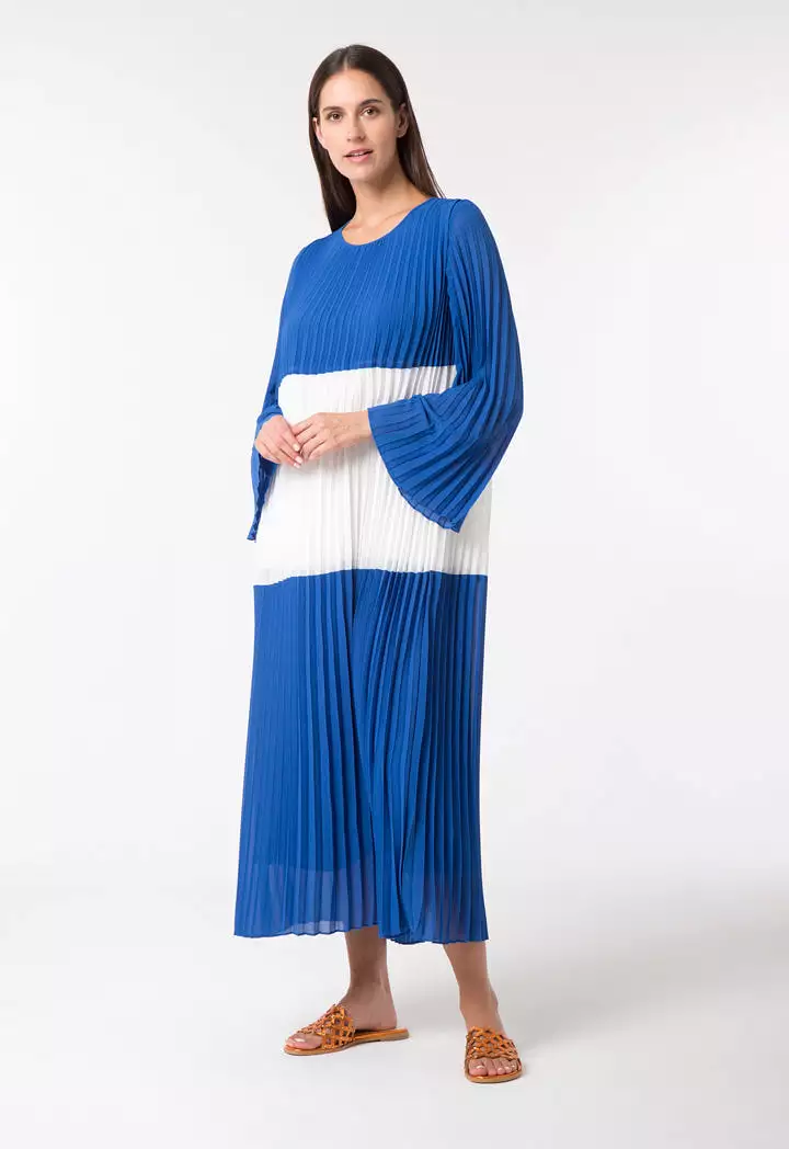 Pleated Color Block Dress