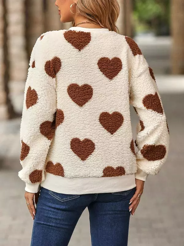 Plush Love Loose Women Sweatshirt