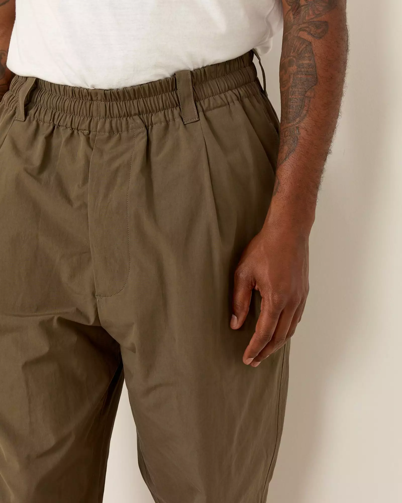 Pull On Trouser in Khaki Green