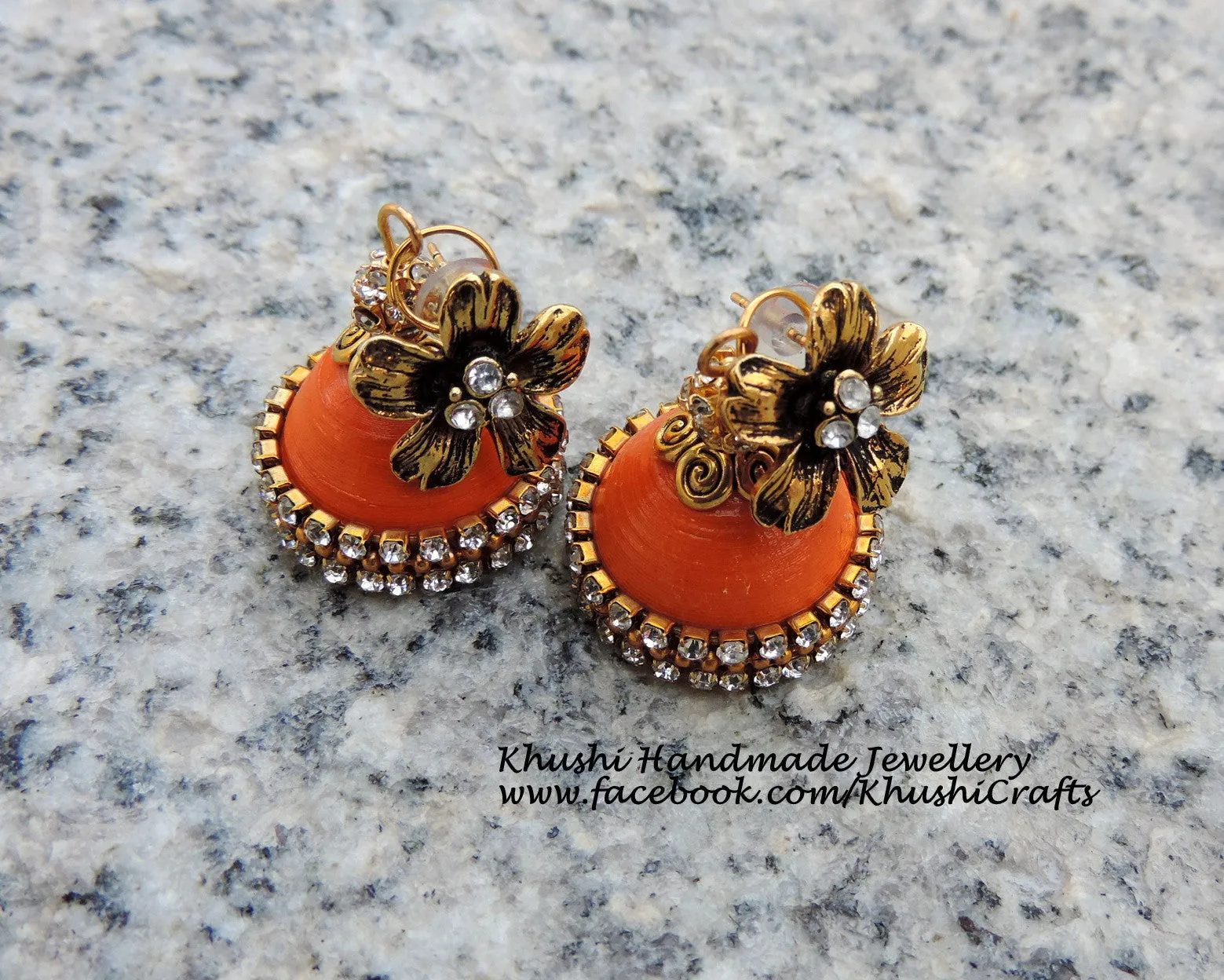 Quilled orange party wear Jhumkas!