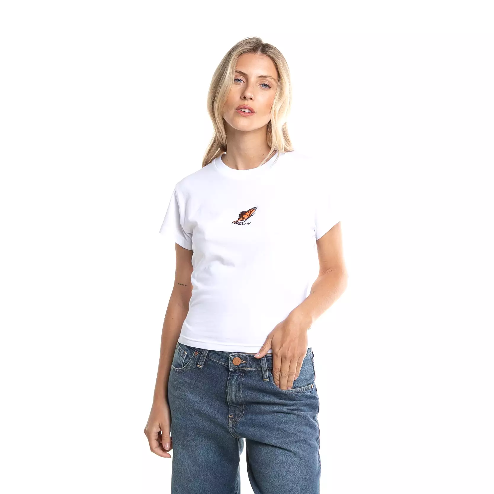 Remera Mc Rusty Butterfly Skimmer Baby Tee Ld White