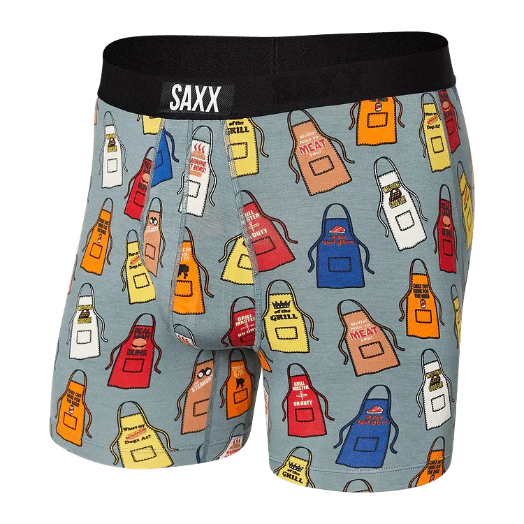 SAXX Men's Ultra Boxer Brief Underwear - Grillicious Washed Green