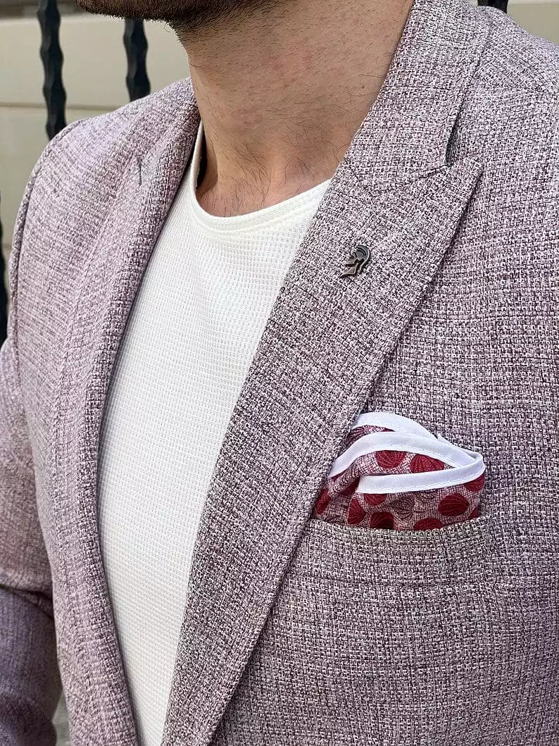 Slim Fit Knitted Textured Claret Red Men's Blazer