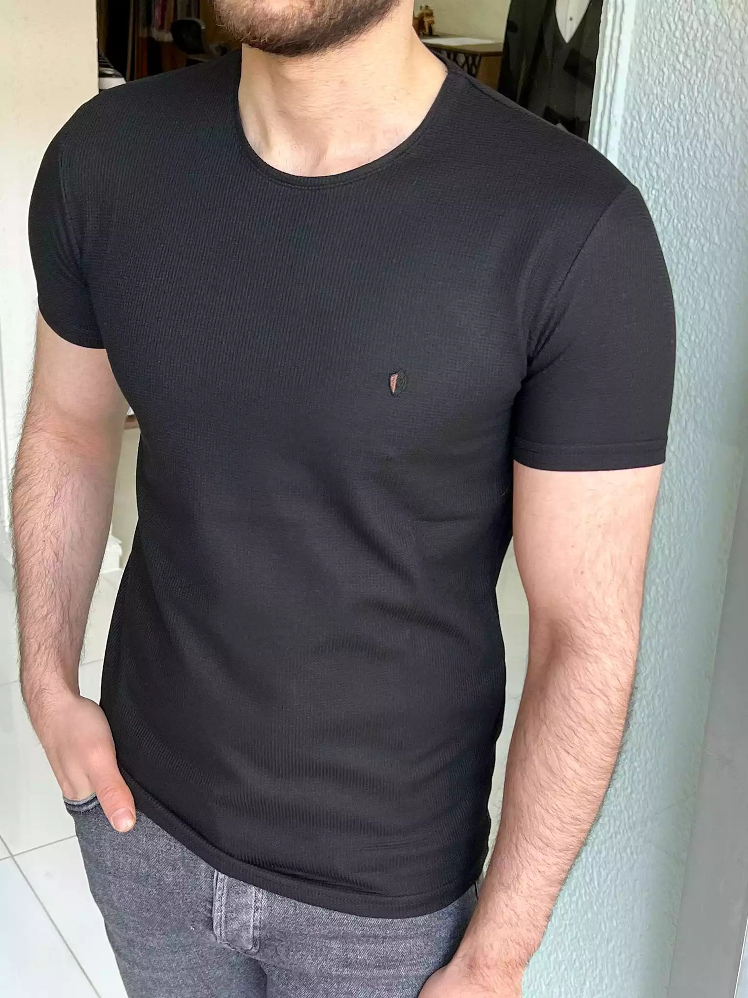 Slim Fit Short Sleeve Black T-shirt