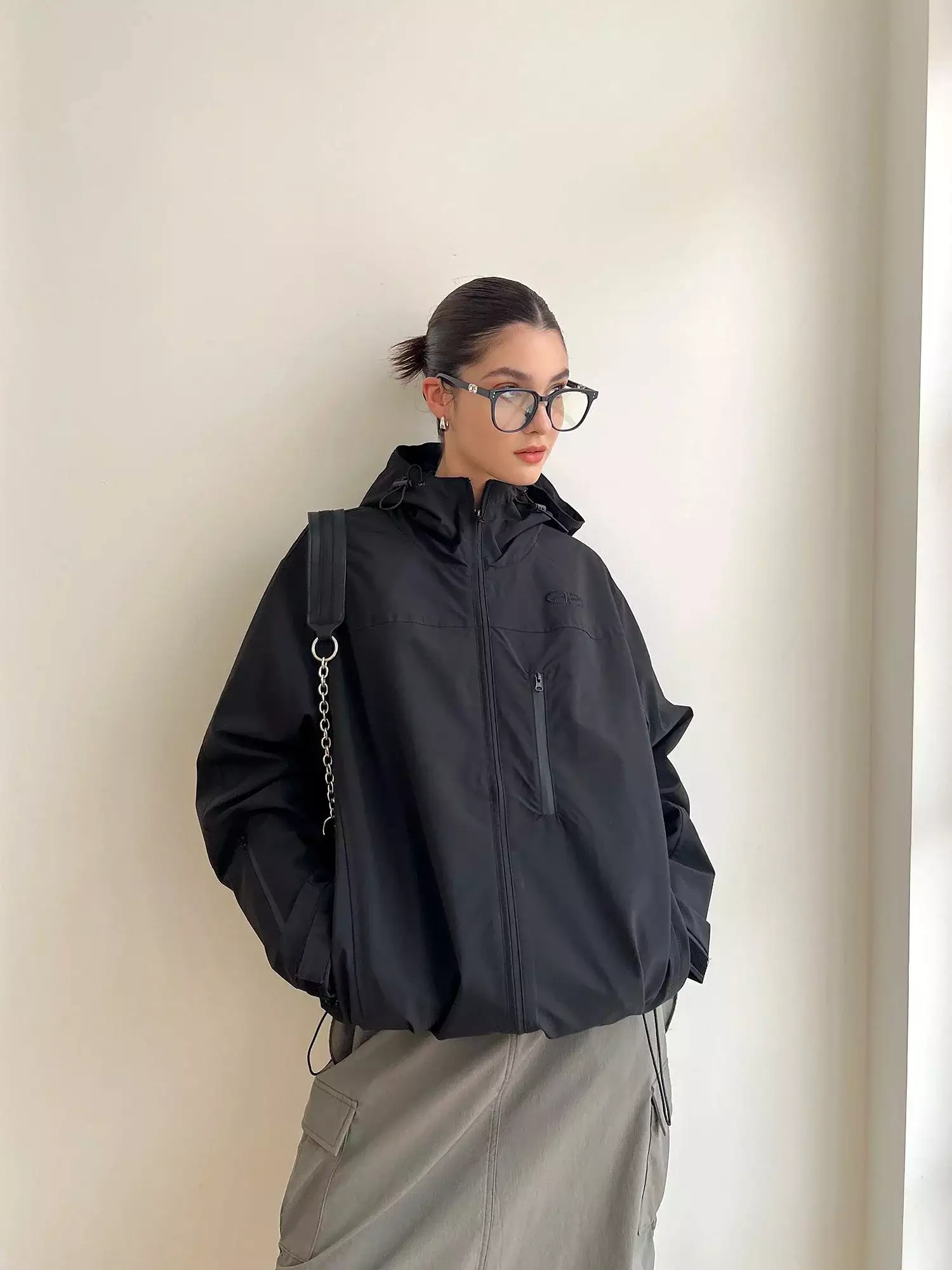 Spring Windbreaker Jacket Women Tech Wear Hoodie Outdoor Jacket Lt Weight