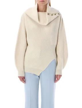 Stella McCartney Asymmetric Button-Embellished Knitted Jumper