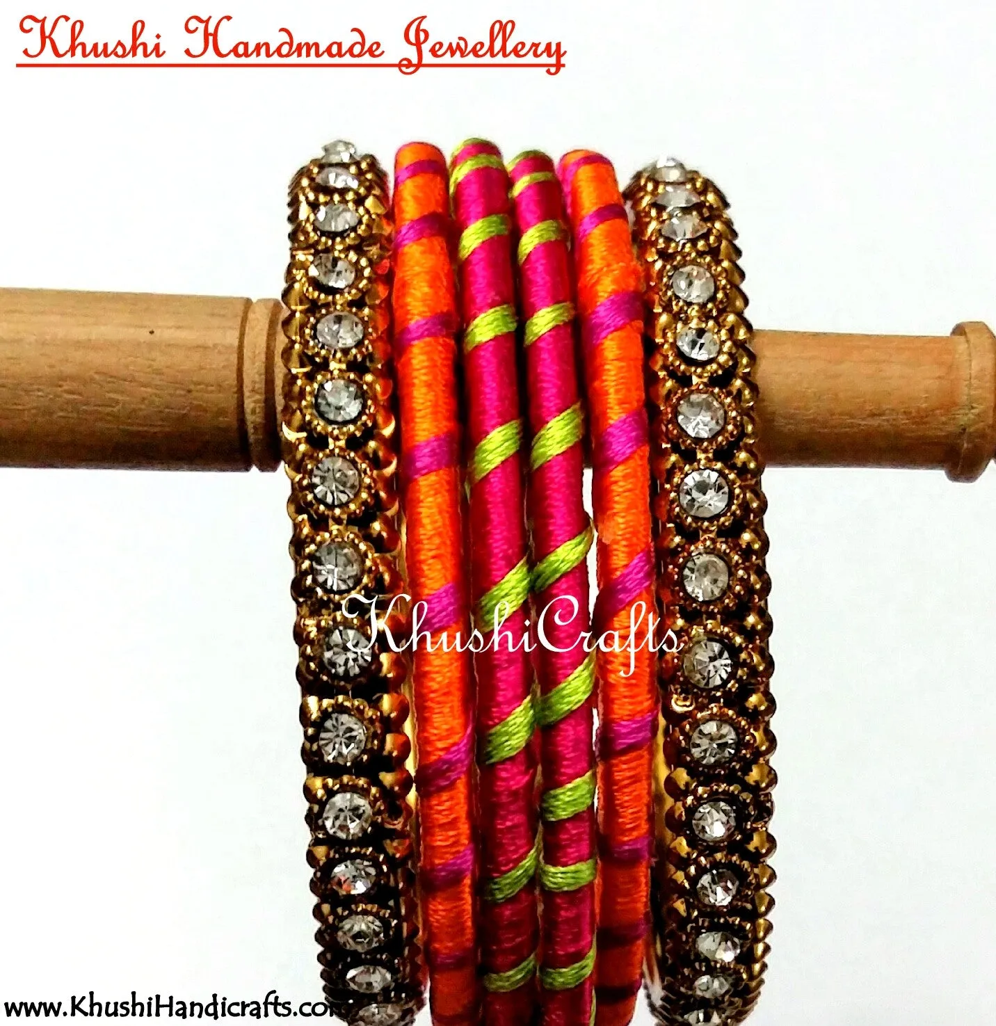 Stunning Silk Bangles in Orange and Pink