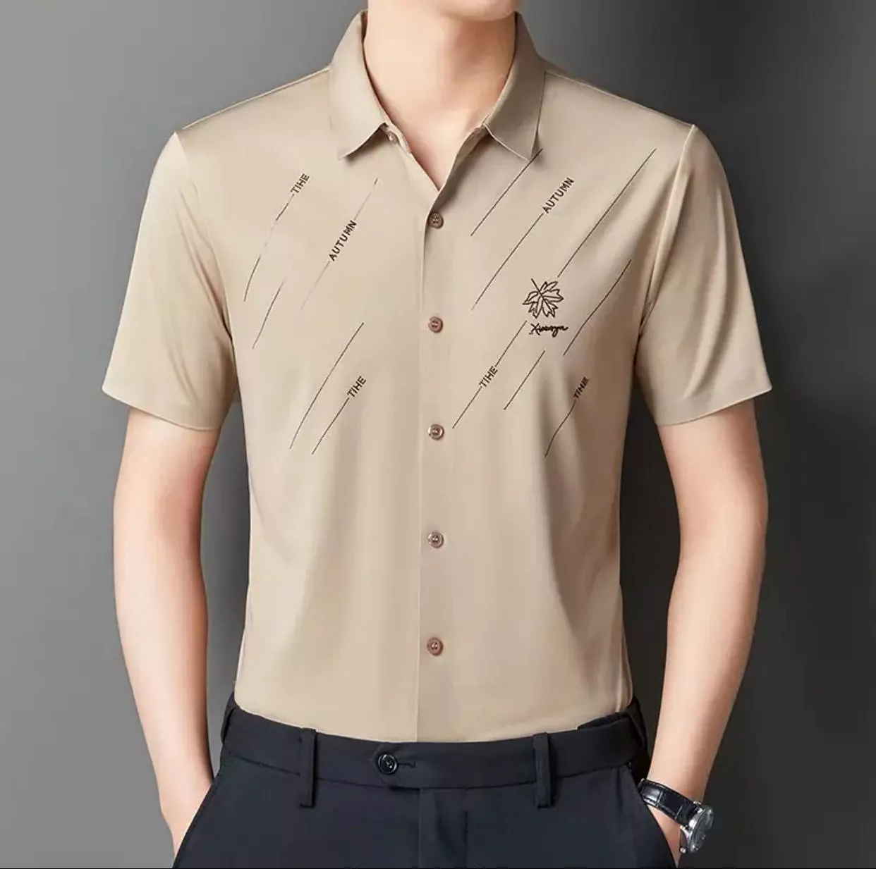 Summer trend all-match short-sleeved shirt M zp143