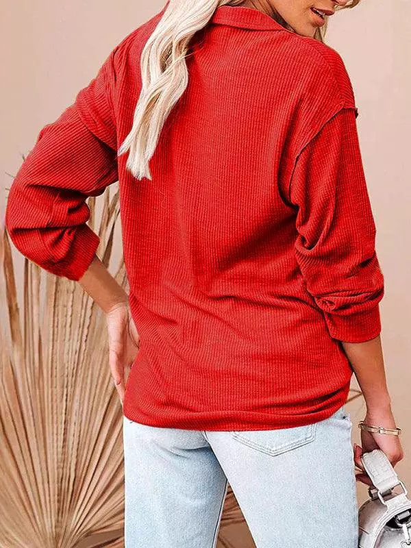 V-Neck Zipper Women Sweatshirt