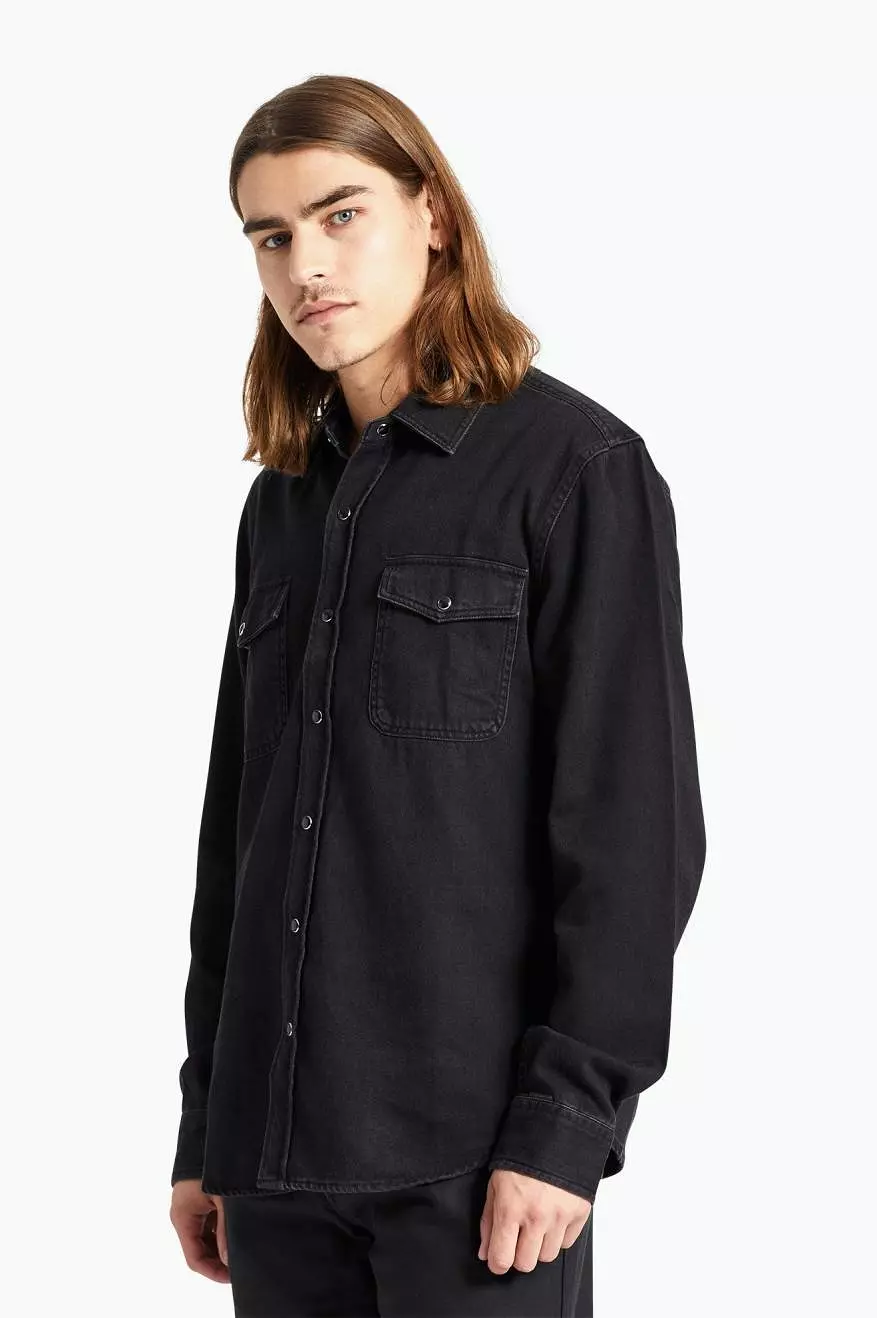 Wayne Stretch L/S Woven Shirt - Washed Black