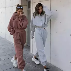 Women Warm Hoodie and Pants Set