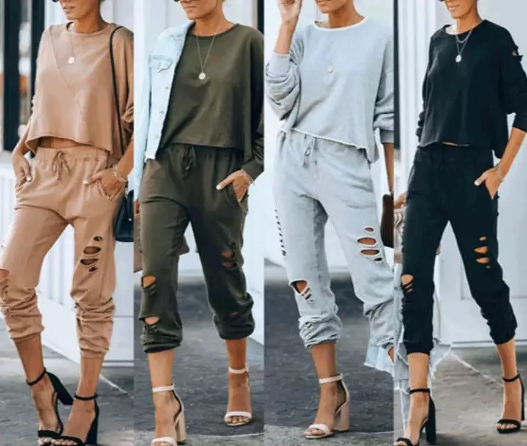 Women's Distressed Jogger Sets