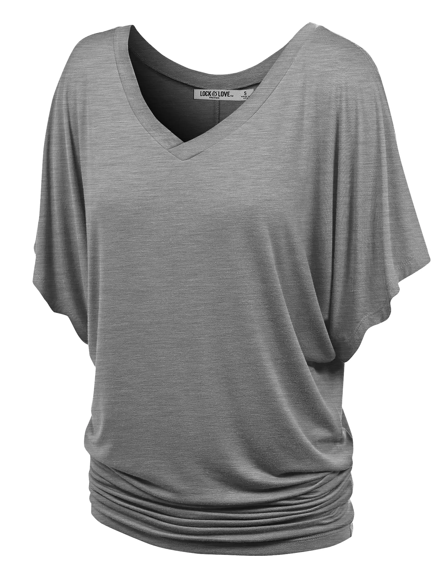 Women's Solid Short Sleeve V Neck Dolman Top