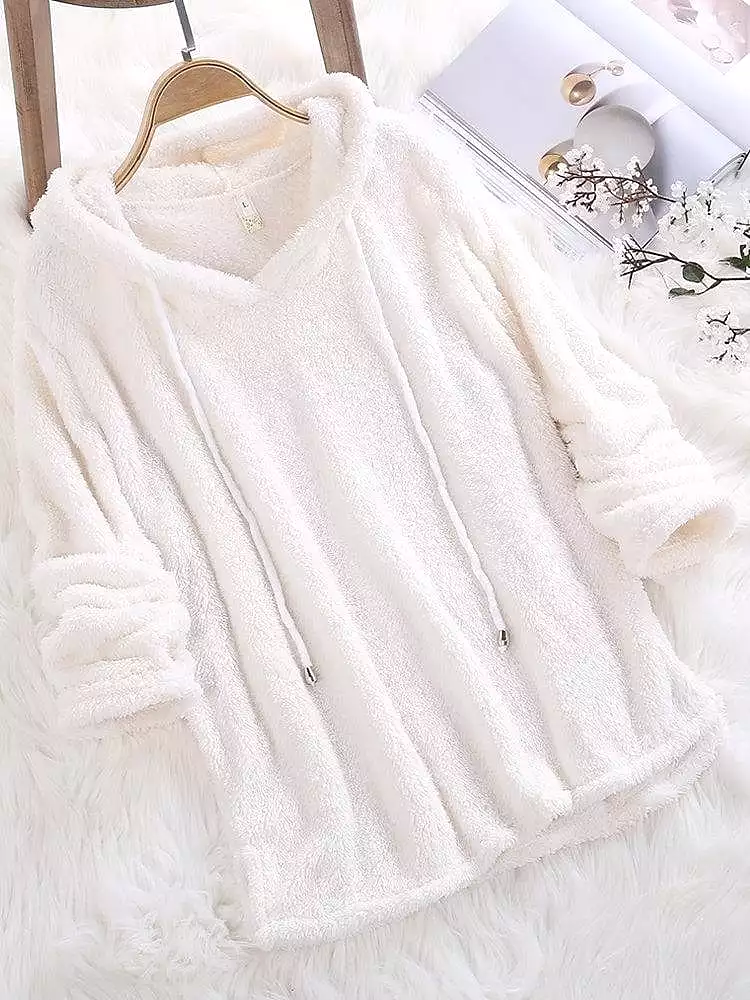 Women's Teddy Sherpa Fleece Hoodie Sweatshirt for Winter