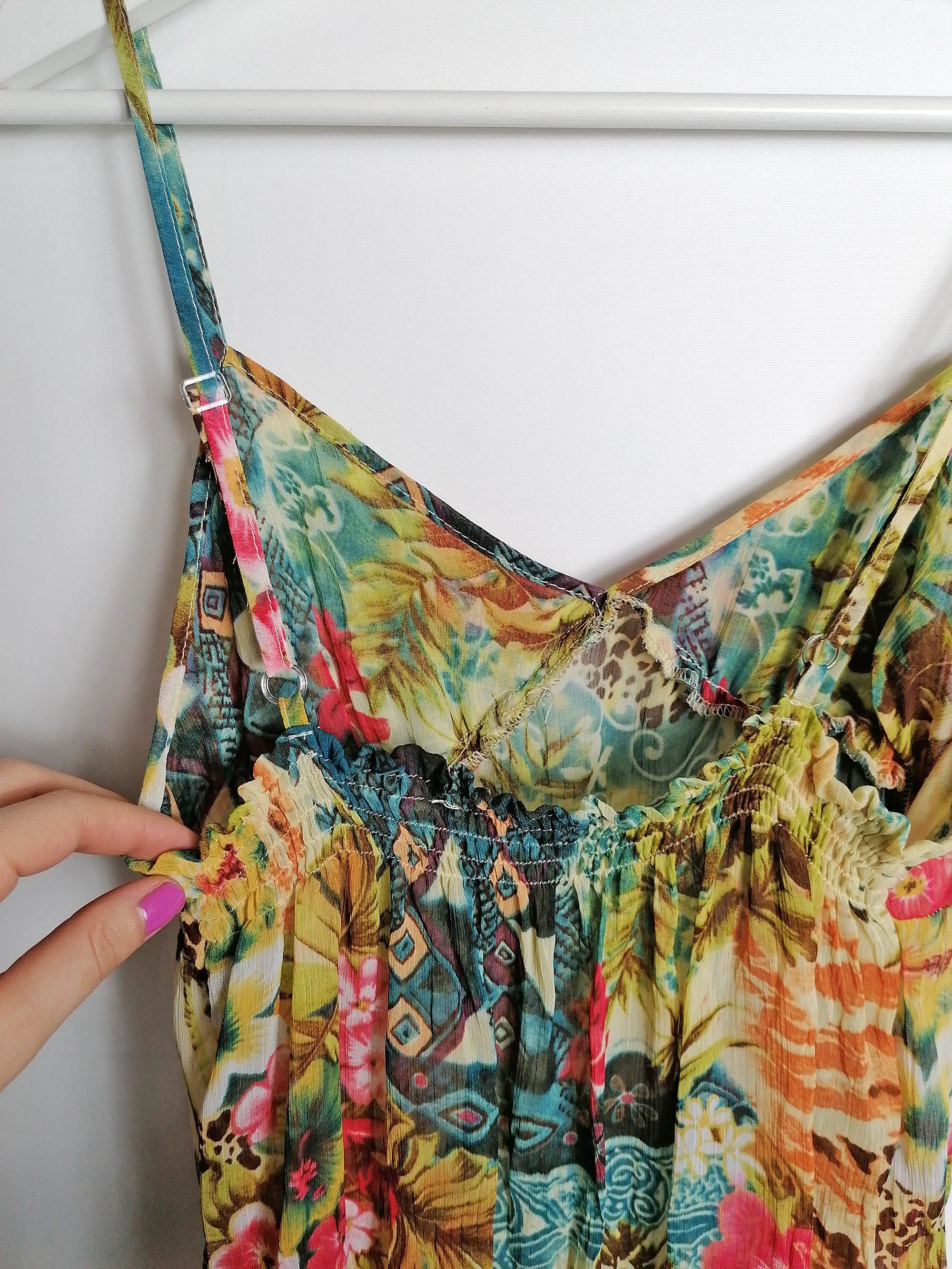 Y2K Baby-doll Top Tropical Print - size S-M